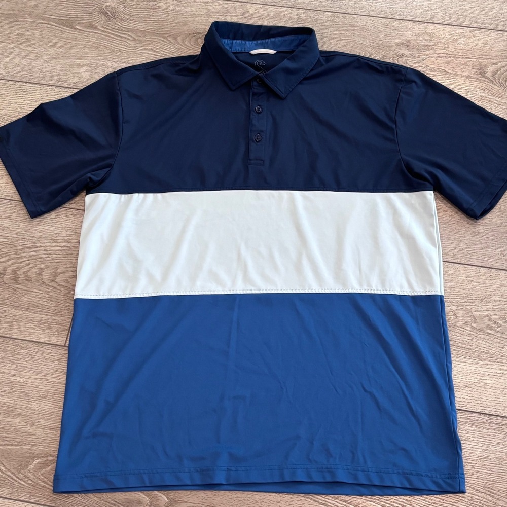 Swannies Golf Polo Mens Large Blue Colorblock Performance Athletic Preppy Casual